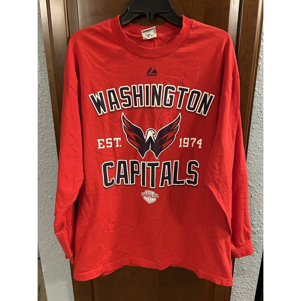 Washington Capitals T-Shirt Long Sleeve Red Official NHL Hockey XL VTG